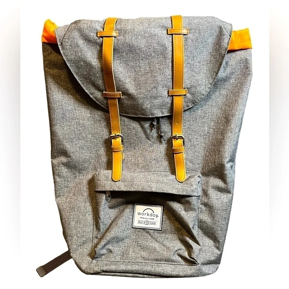 Workday Computer Work Backpack Gray Orange